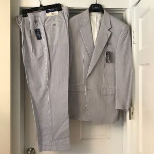 Chaps blue and white seersucker suit